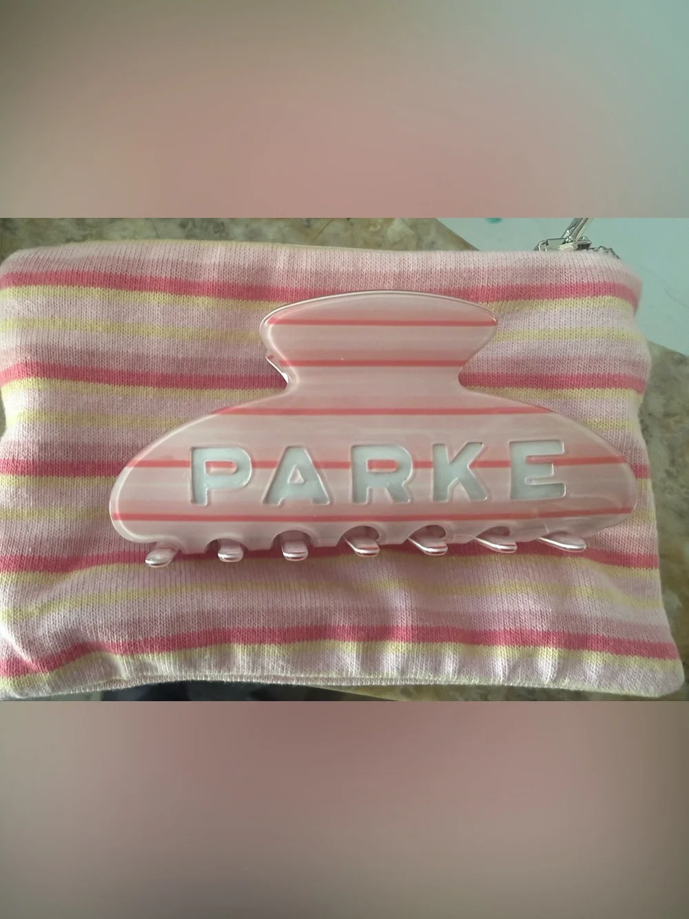 Parke It’s Girl Striped Pink Hair Claw New!